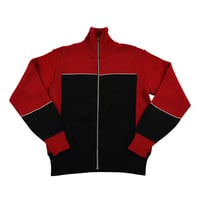 90’s DUEE’ デュー 配色タートルジップセーター サイズ不明(M) ネイビー/レッド/ホワイト（ジャンク商品）