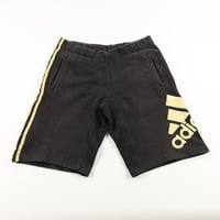 adidas アディダス ビッグロゴハーフパンツ Lサイズ ブラック/ゴールド アディダスジャパン製