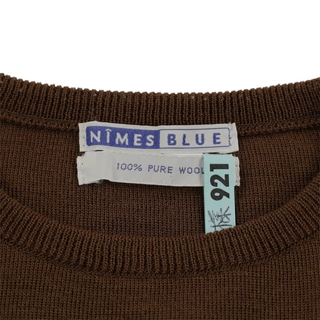 00’s NIMES BLUE ニームブルー  半袖クルーネックニット フリーサイズ ブラウン（ジャンク商品）