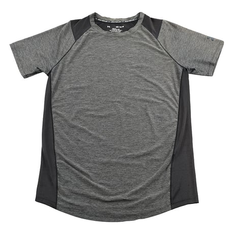 UNDER ARMOUR アンダーアーマー 半袖ラグラン切り替え背中メッシュTシャツ Mサイズ ブ杢チャコールグレー/ブラック