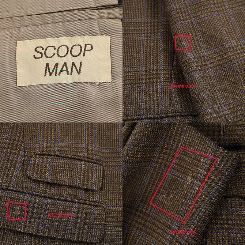 80's SCOOP MAN スクープマン ブラウングレンチェック2ボタンチェンジ