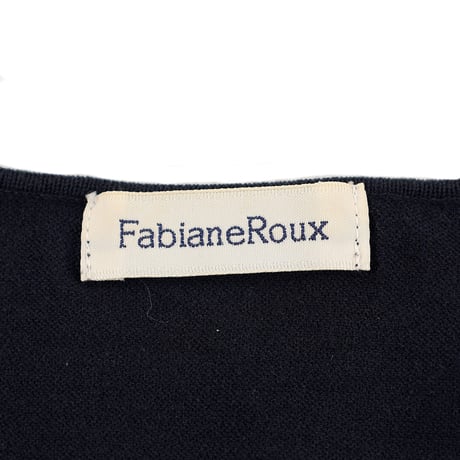00’s FabianeRoux ファビアンルー 7分袖Vネックコットンニット フリーサイズ ネイビー（ジャンク商品）