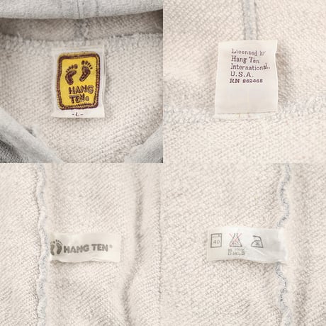 70’s HANG TENフロントジップパーカー Lサイズ D-HG-2 杢グレー ヴィンテージオールドサーフ ジャンク商品