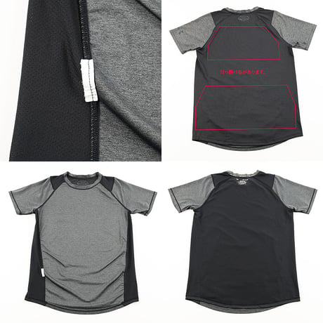 UNDER ARMOUR アンダーアーマー 半袖ラグラン切り替え背中メッシュTシャツ Mサイズ ブ杢チャコールグレー/ブラック