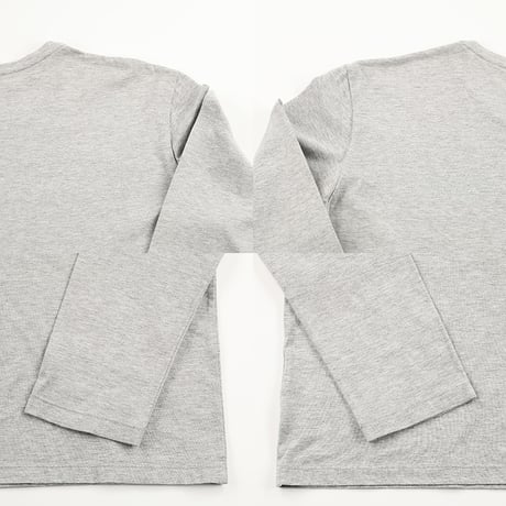 ユナイテッドアローズ iNCERTUS インケルトゥス(時しらず) クルーネック長袖Tシャツ Mサイズ 杢グレー ネーム切り取り ピンホールあり