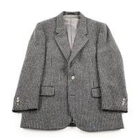 80’s UNIVERSITY SHOP ユニバーシティショップ ストライプツイード2ボタンジャケット Lサイズ ネービーベース ジャンク商品