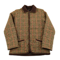 LAVENHAM ラベンハム レディースウールキルティングチェック柄ジャケット 36(M) カーキベース（ジャンク商品）
