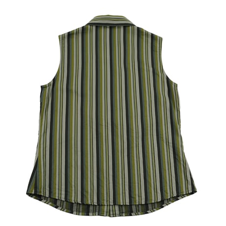 90’s Libertine リベルティンヌ フリル付きノースリーブブラウス T2(M)サイズ グリー系（ジャンク商品）