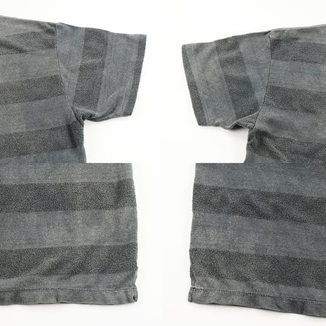 `80s ficce UOMO フィッチェ・ウォーモ 半袖ボーダー柄Tシャツ Mサイズ チャコールグレー ジャンク商品