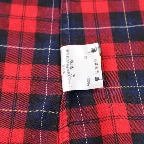 HARRIS ハリス 長袖ボタンダウンチェックシャツ Mサイズ レッド系