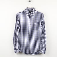 HARRISS ハリス メンズ 長袖ギンガムチェックボタンダウンシャツ Mサイズ ブルー系