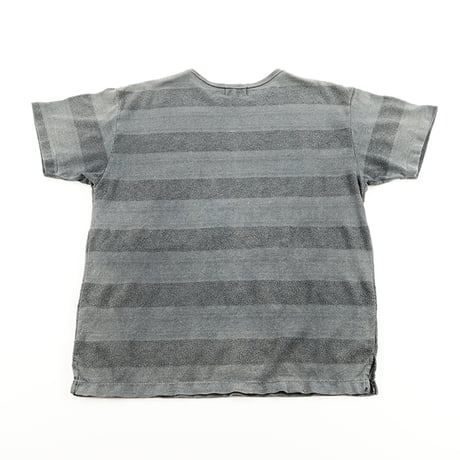 `80s ficce UOMO フィッチェ・ウォーモ 半袖ボーダー柄Tシャツ Mサイズ チャコールグレー ジャンク商品