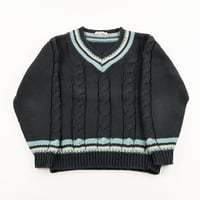 80’s ヴィンテージ MEN'S MELROSE メンズメルローズ メンズ チルデンスプリングセーター フリーサイズ ブラックベース ジャンク商品