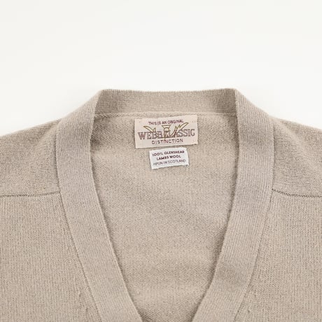 80’s WEBB CLASSIC ウェブ クラシック メンズ ラムウールカーディガン Lサイズ ベージュ ジャンク商品
