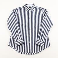 Harriss ハリス ストライプ柄ボタンダウンシャツ 40(M)サイズ ネイビー/ホワイト