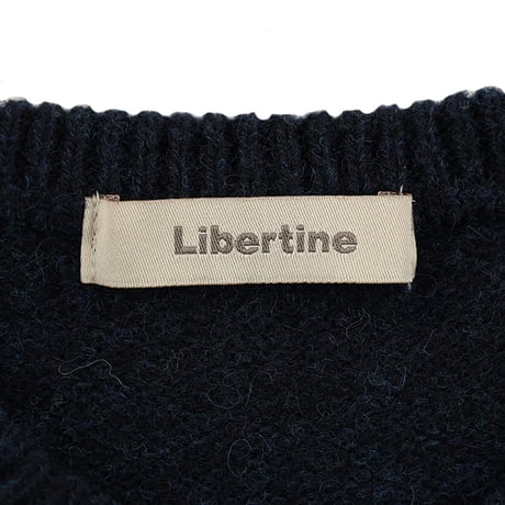 90’s Libertine リベルティンヌ アーガイルカーディガン(シルバー糸使用) T2(M)サイズ ネイビー/レッド/グレー/シルバー（ジャンク商品）