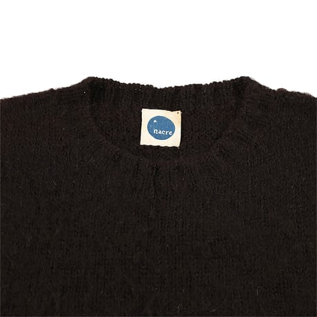 90’s Nacre ナクル シャギーアルパカクルーネックニットベスト フリーサイズ ブラック（ジャンク商品）