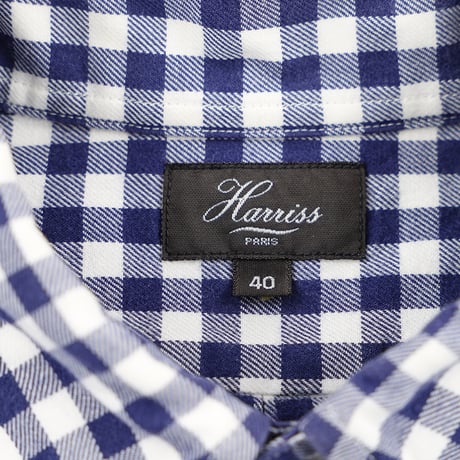 HARRISS ハリス メンズ 長袖ギンガムチェックボタンダウンシャツ Mサイズ ブルー系