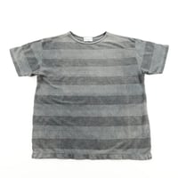 `80s ficce UOMO フィッチェ・ウォーモ 半袖ボーダー柄Tシャツ Mサイズ チャコールグレー ジャンク商品