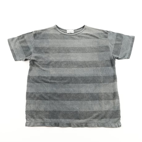 `80s ficce UOMO フィッチェ・ウォーモ 半袖ボーダー柄Tシャツ Mサイズ チャコールグレー ジャンク商品