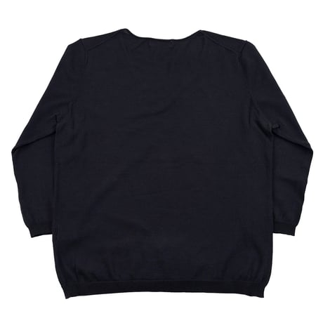 00’s FabianeRoux ファビアンルー 7分袖Vネックコットンニット フリーサイズ ネイビー（ジャンク商品）