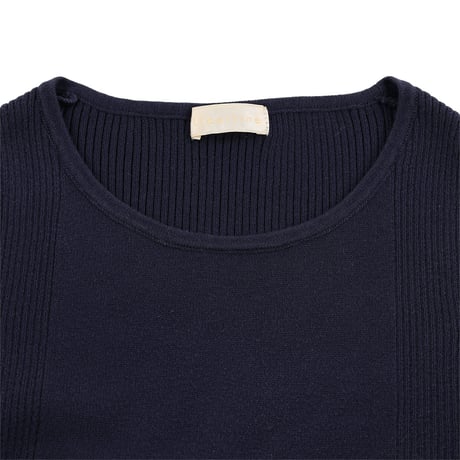 00’s Libertine リベルティンヌ リブ編みクルーネックコットンノースリーブニット 38(M)サイズ ネイビーブルー（ジャンク商品）