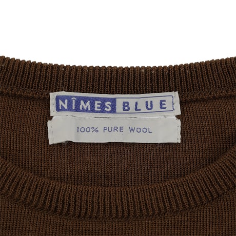 00’s NIMES BLUE ニームブルー  半袖クルーネックニット フリーサイズ ブラウン（ジャンク商品）