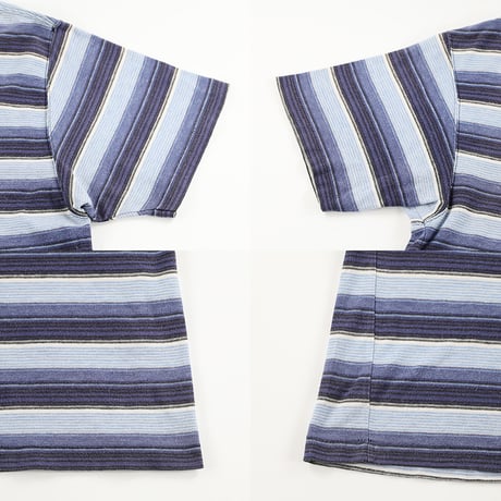90’s TETE HOMME テット・オム ボーダー半袖Tシャツ Mサイズ ブルーベース ジャンク商品