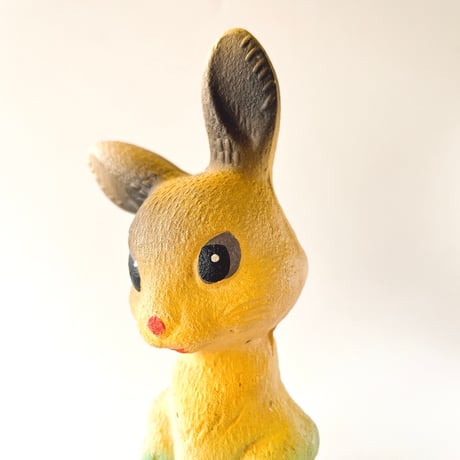 ソビエト　年代不明　緑色ズボンのうさぎ　ソフビ　人形　高さ17cm