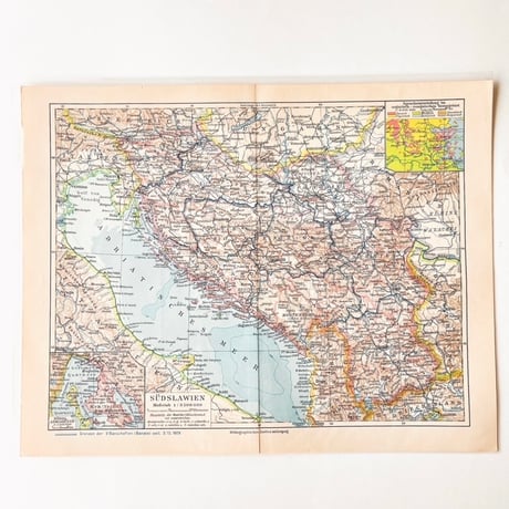ドイツ　古地図　ヴィンテージ見開き図版　SUDSLAWIEN