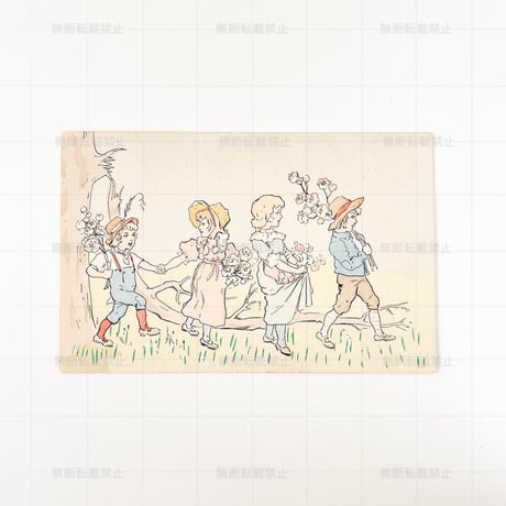 ドイツ　ポストカード　４人の子どもたち　1905年