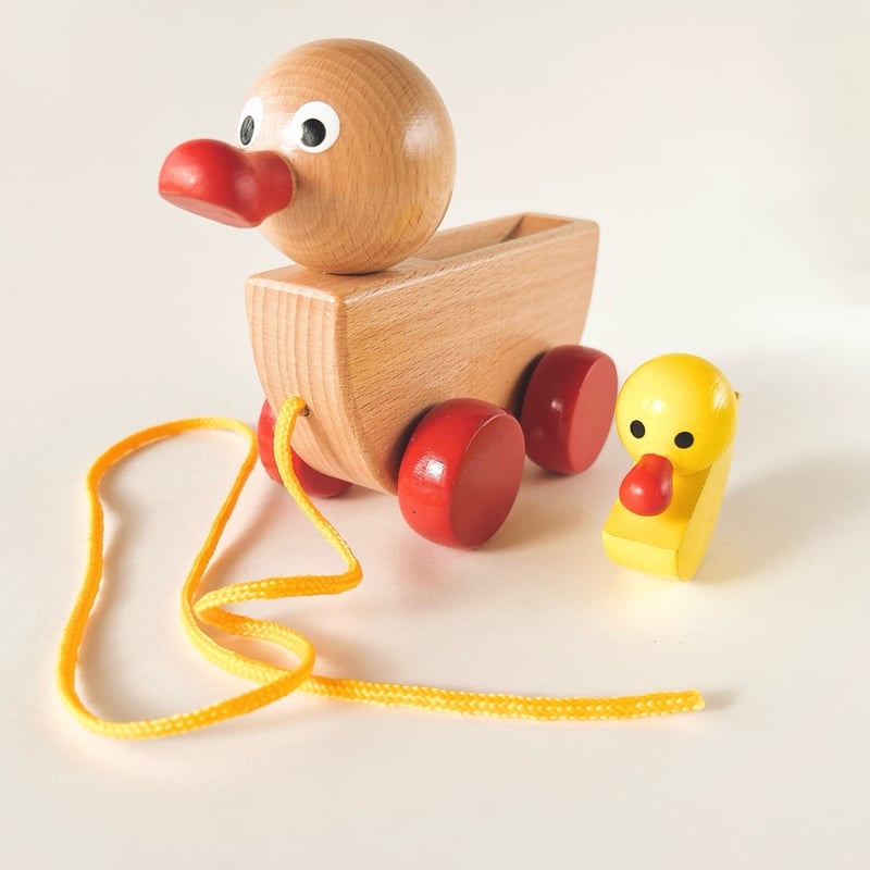 チェコ 木製おもちゃ 引きぐるま プルトイ アヒルの親子 | こぐま舎