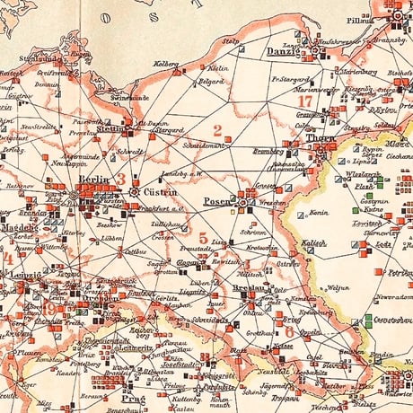 ドイツ　古地図　ヴィンテージ見開き図版　MILITÄRDISLOKATION IM DEUTSCHEN