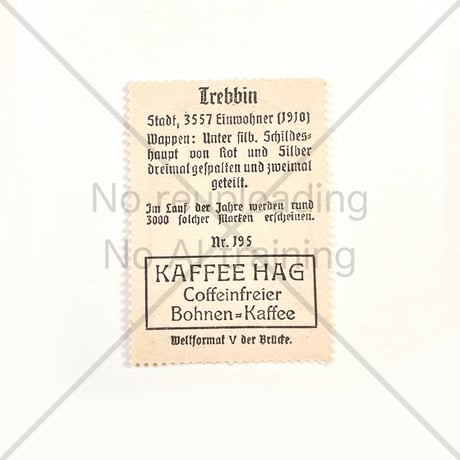 コーヒー・ハーグ広告切手　Trebbin