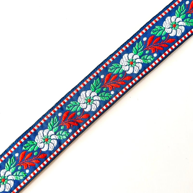 チェコ チロリアンテープ 花 青色 幅27mm 10cmあたり¥80 | こぐま舎