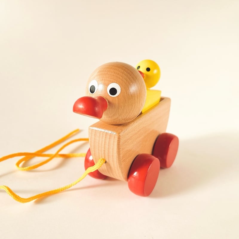 チェコ 木製おもちゃ 引きぐるま プルトイ アヒルの親子 | こぐま舎