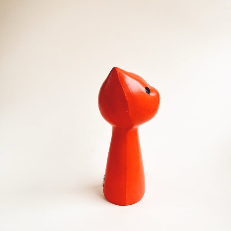 チェコ ニクロヴァー ソフビ人形 犬 オレンジ色 1970年代 高さ13cm