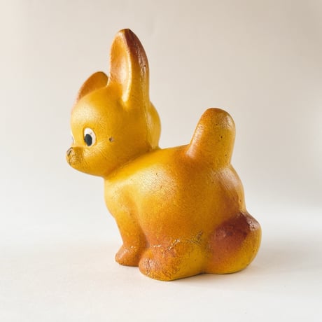 ソビエト　年代不明　黄土色の犬２　フィギュア　高さ11cm