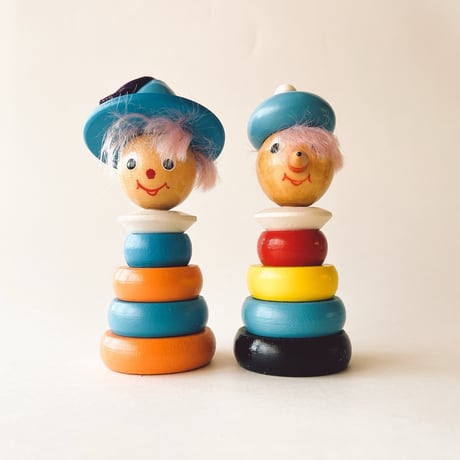 ソビエト　とんがり帽子が動くピエロ人形　木製　1980年代