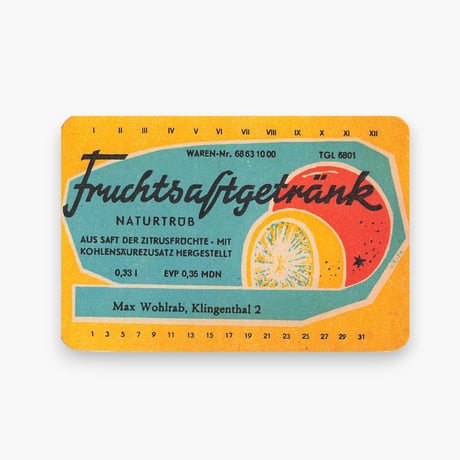 東ドイツ　Fruchtsaftgetränk　ドリンクのラベル　ラベル　フルーツジュース