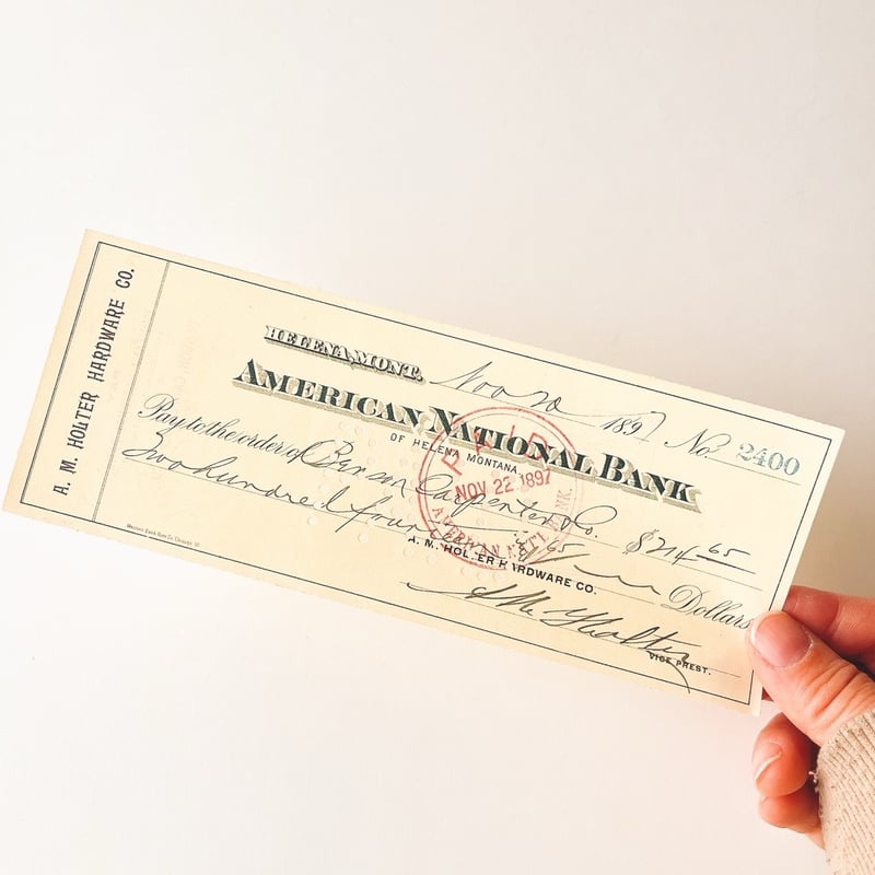 アメリカ アンティークペーパー アメリカン・ナショナル・バンク小切手