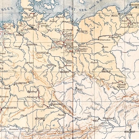 ドイツ　古地図　ヴィンテージ見開き図版　SCHIF FAHRIS-KANALE