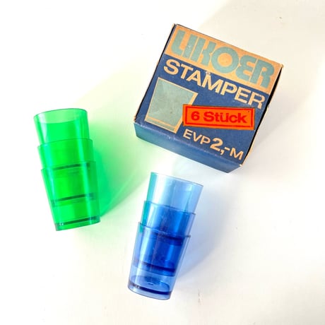 東ドイツ　LIKOER STAMPER（リキュール スタンパー）6個セット　ブルー＆グリーン