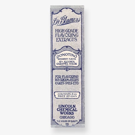アメリカ　香料のラベル　Dr. Blumers Donotino (1930s)