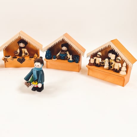 ドイツ　ザイフェン　人形　青い陶器の小屋　Blaue Keramik　木製