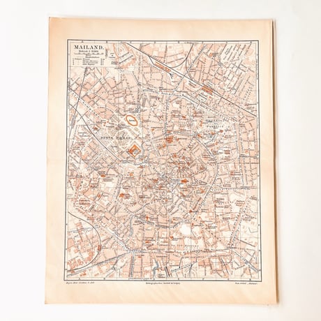 ドイツ　古地図　ヴィンテージ見開き図版　MAILAND