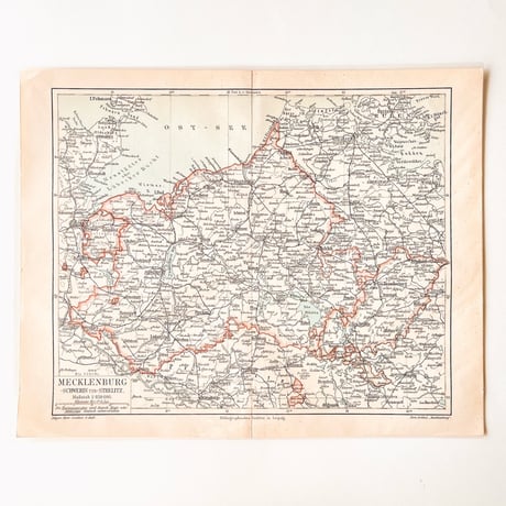 ドイツ　古地図　ヴィンテージ見開き図版　MECKLENBURG