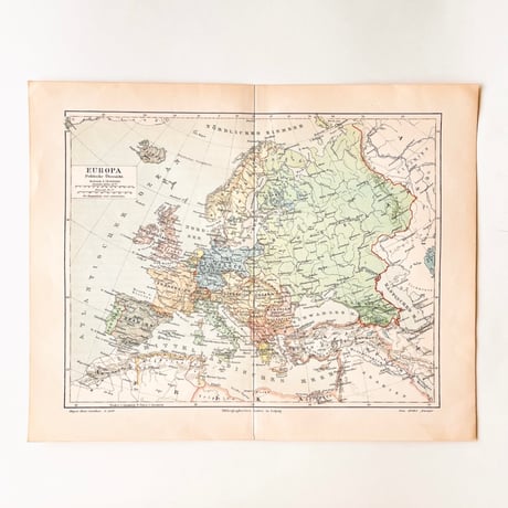ドイツ　古地図　ヴィンテージ見開き図版　EUROPA