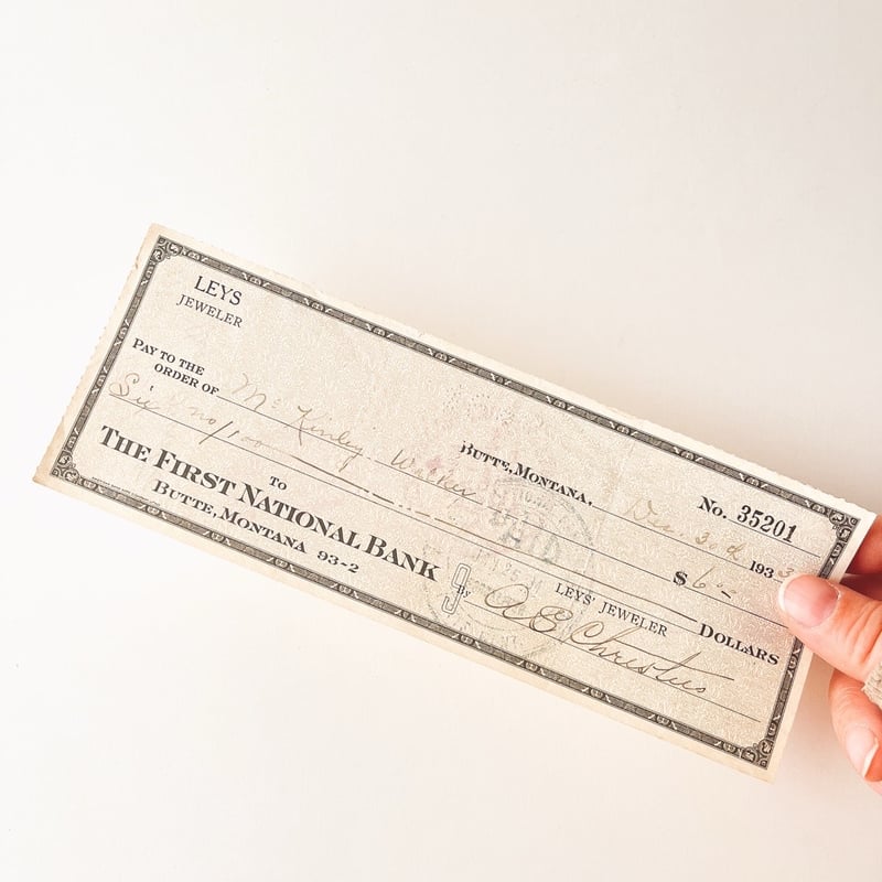 アメリカ アンティークペーパー ファースト・ナショナル・バンク小切手