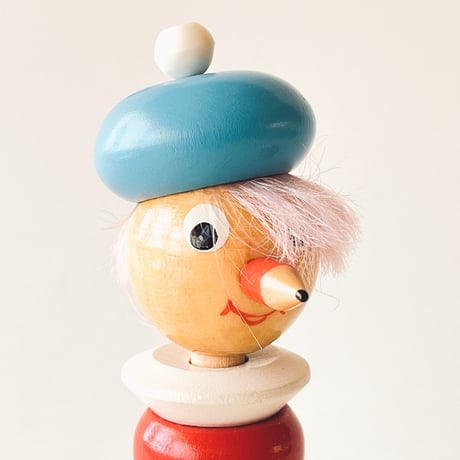 ソビエト　ベレー帽が動くピエロ人形　木製　1980年代